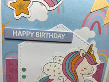 Load image into Gallery viewer, Happy Birthday Unicorn Handmade Dimensional Birthday Card