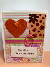 Load image into Gallery viewer, Friendship Warms the Heart Dimensional Handmade Card &amp; Envelope
