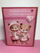 Load image into Gallery viewer, You Make My Heart Feel Warm &amp; Fuzzy Dimensional Handmade Card &amp; Envelope