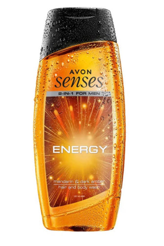 Avon Senses 2 in 1 for Men Energy Mandarin & Dark Amber Hair & Body Wash  250ml